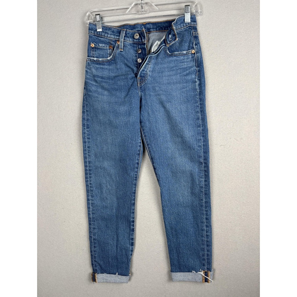 Levis 501 Skinny Jeans Womens W26 Blue Button Fly High Rise Stretch Denim 501 S